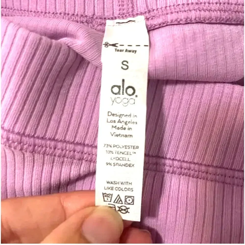 Alo Yoga Seamless High-waist Ribbed Legging 7/8 in Lavender sz. S - Picture 6 of 6